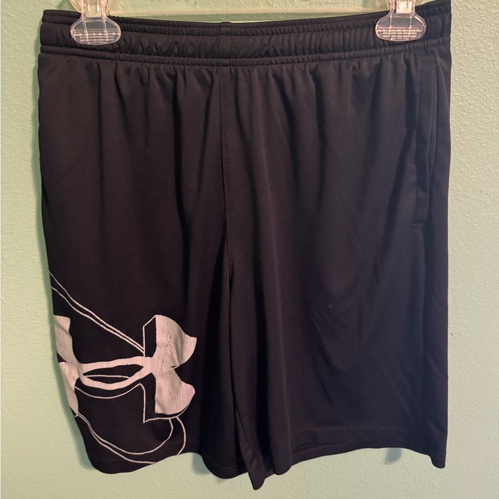 Under Armour Black Performance HeatGear Shorts with White Logo
